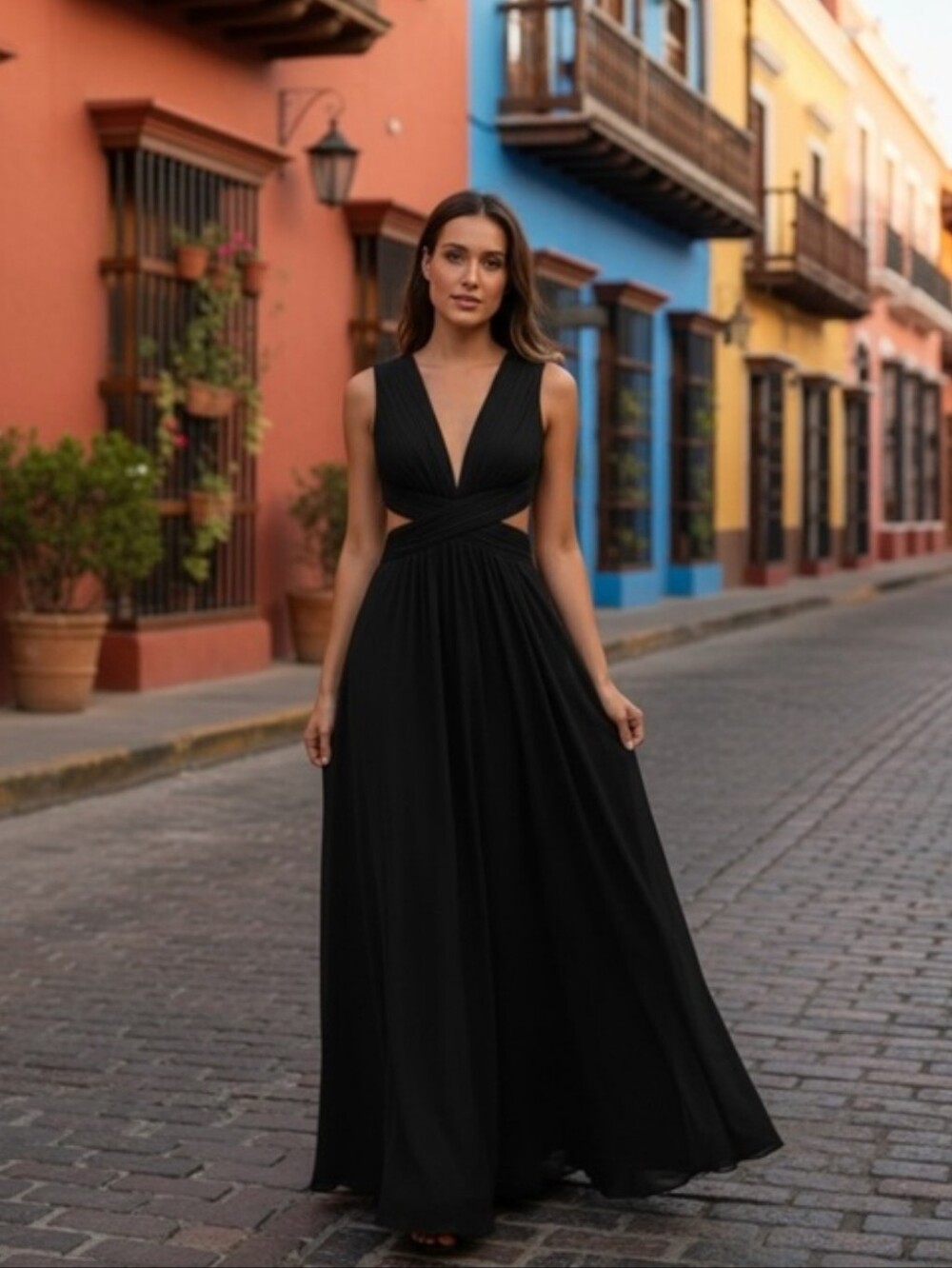 Lulu's Vivid Imagination Black Cutout Maxi Dress l